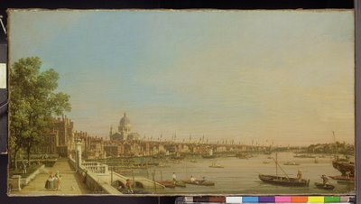 O Tâmisa do Terraço da Casa Somerset Olhando para St. Paul&39;s, c.1750 de Giovanni Antonio Canal