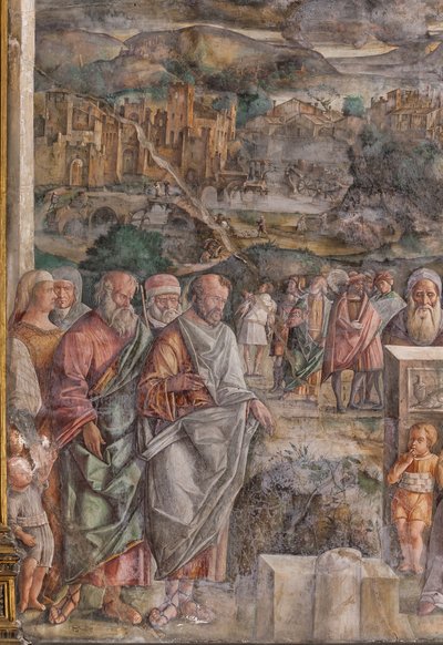 Santo António chega a Pádua, onde restaura a paz entre os cidadãos com a força e a doçura da sua pregação, Escola do Santo, pormenor de 2196876 de Giovanni Antonio Corona