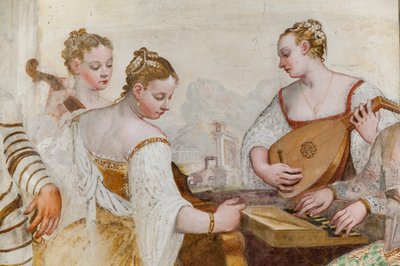 Senhoras da corte, detalhe do Concerto, Salão Principal, c.1570 (fresco) de Giovanni Antonio Fasolo