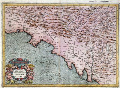 Mapa da Região da Ligúria Oriental, Por Giovanni Antonio Magini, Bolonha, Gravura em cobre de Giovanni Antonio Magini