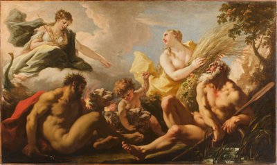 Os quatro elementos da fabricação de cerveja, 1717. de Giovanni Antonio Pellegrini