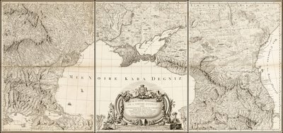 Mapa de 1774 do Mar Negro com as partes adjacentes dos Impérios Turco e Russo de Giovanni Antonio Rizzi-Zannoni