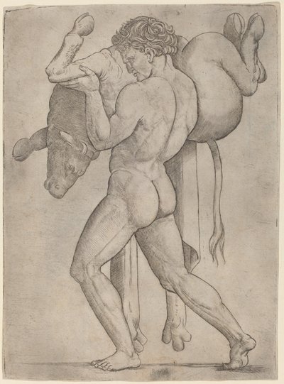 Hércules e o touro cretense de Giovanni Antonio da Brescia