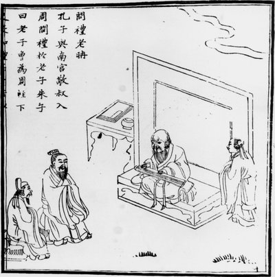Reunião de Lao Tzu Confucius. Gravura chinesa. sd. de Phillipe de Marlier