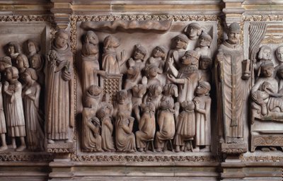 O milagre da nuvem Escultura em mármore branco, 1336-1339, de Giovanni di Balduccio de Giovanni Balduccio