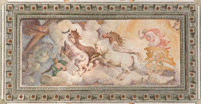 A Carruagem do Sol conduzida por Apollo, Apollo Loggia, c.1560 (fresco) de Giovanni Battista and Cambiaso Luca Castello