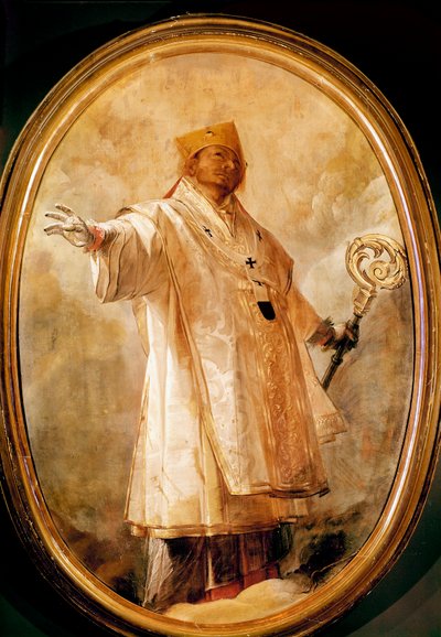 São Carlos Borromeo em glória Representação de Carlos Borromeo (1538-1584) Prelat italiano em glória. Pintura de Giovan (Giovanni) Battista Crespi dit Il Cerano (circa 1575-1632) Milão, Catedral do Duomo, sacristia norte de Giovanni Battista  Crespi