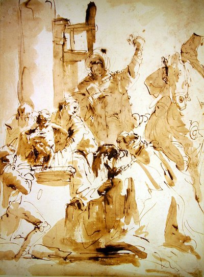 Adoração dos Magos (caneta e tinta marrom e lavagem em papel) de Giovanni Battista Tiepolo