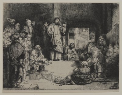 Pregação de Cristo (La Petite tombe), c.1652 (gravura, ponta seca e buril em papel vegetal montado em papel vegetal) de Giovanni Battista Tiepolo