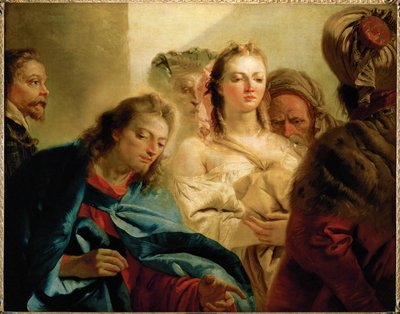 Cristo e a adúltera ... de Giovanni Battista (1696-1770) Tiepolo