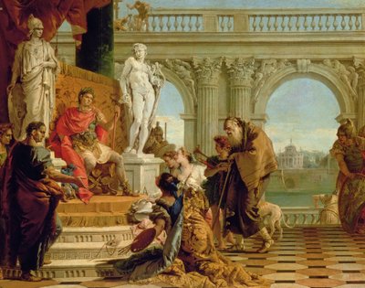 Mecenas apresentando as artes liberais ao imperador Augusto (63BC-14AD) c.1745 (óleo sobre tela) de Giovanni Battista Tiepolo