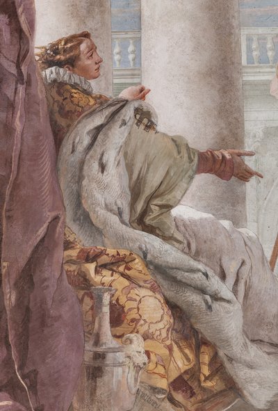 Palazzina (Pequeno Edifício), a terceira sala ou quarto do Aeneid: "Aeneas apresenta Eros a Didone à semelhança de Ascanius", detalhe de Giovanni Battista Tiepolo