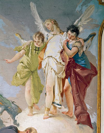 Abraão e anjos, de Giovanni Battista Tiepolo (1696-1770), fresco, Detalhe, Palácio Patriarcal, Guest Hall, Udine de Giovanni Battista Tiepolo