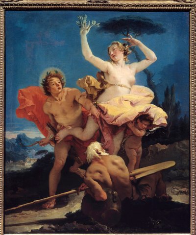 Apollo e Daphne Pintura de Giovanni Tiepolo (1696-1770) Sol do século XVIII. 0,96x0,79 m de Giovanni Battista Tiepolo