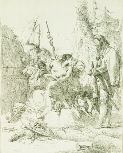 Capriccio de Giambattista Tiepolo (1696-1770), gravura de Giovanni Battista Tiepolo