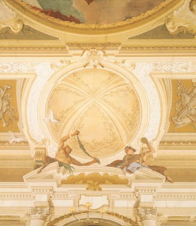 Detalhe dos afrescos no teto do salão de baile, Villa Pisani, Stra, Veneza por Giambattista Tiepolo (1696-1770) de Giovanni Battista Tiepolo