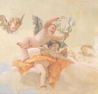 Glória dos Anjos, de Giovanni Battista Tiepolo (1696-1770), Afresco, Detalhe, Oratório da Pureza, Udine de Giovanni Battista Tiepolo