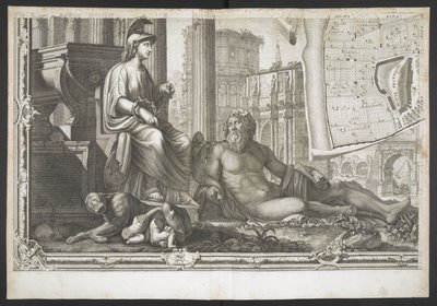 Figuras e esculturas, de Nuova Pianta di Roma, dadas à luz por G. Nolli de Giovanni Battista (after) Nolli