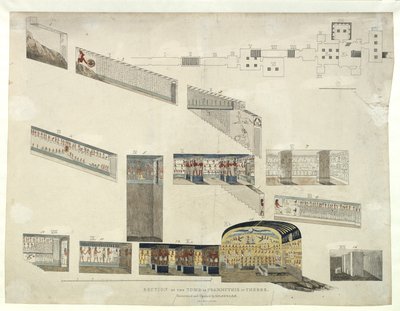 Seção da tumba de Psammuthis em Tebas, descoberta e aberta por Belzoni em 1818 de Giovanni Battista Belzoni