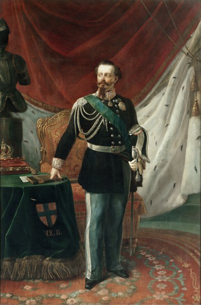 Retrato de Victor Emmanuel II de Saboia (óleo sobre tela) de Giovanni Battista Biscarra