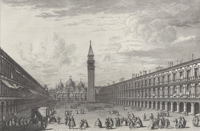Piazza San Marco olhando para a Basílica e Campanário, 1763., 1763. de Giovanni Battista Brostoloni