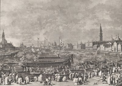 Gravura 5: O Doge no Bucintoro Partindo para o Porto di Lido no Dia da Ascensão, f..., ca. 1766. de Giovanni Battista Brostoloni