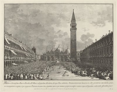 O Doge transportado pela Piazza San Marco, 17631766. de Giovanni Battista Brostoloni