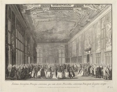 O Doge entretém embaixadores estrangeiros em um banquete, 17631766. de Giovanni Battista Brostoloni