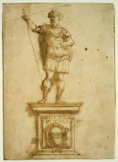 Estátua de guerreiro em pé em um pedestal de Giovanni Battista Castello