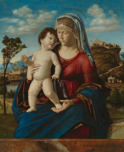 Madonna e criança em uma paisagem, c.1496-99 de Giovanni Battista Cima da Conegliano