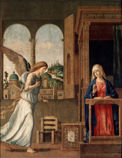 A Anunciação, 1495. de Giovanni Battista Cima da Conegliano