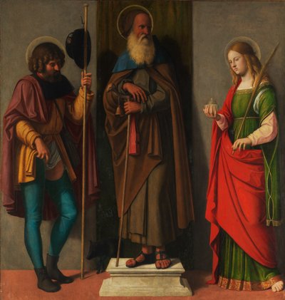Três Santos: Roch, Anthony Abbot e Lucy, ca. 1513. de Giovanni Battista Cima da Conegliano