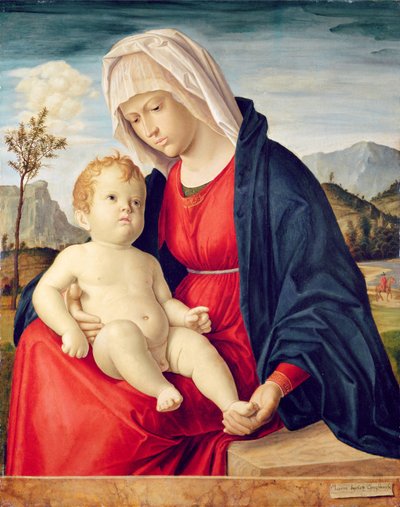 Virgem com o Menino (óleo sobre tábua) de Giovanni Battista Cima da Conegliano