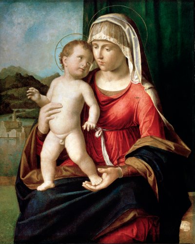 Virgem e Menino, entre 1496 e 1499. de Giovanni Battista Cima da Conegliano