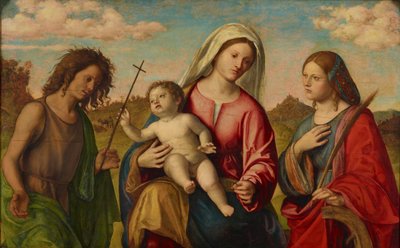 Virgem e Menino com Santa Catarina e São João Batista, ca. 1515 de Giovanni Battista Cima da Conegliano
