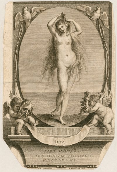 Bilhete de entrada para um baile de máscaras em Ranelagh, Londres, 14 de junho de 1776 de Giovanni Battista Cipriani