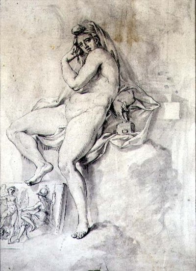 Personificação Feminina de Escultura, c.1770 (caneta e tinta sobre papel) de Giovanni Battista Cipriani