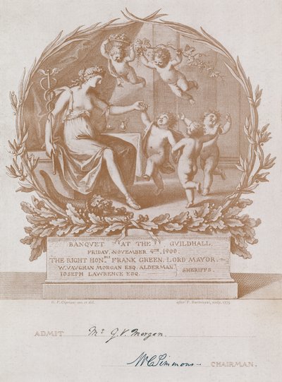 Convite para um banquete no Guildhall, Londres, em 9 de novembro de 1900 de Giovanni Battista Cipriani