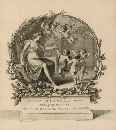 Bilhete para a bola na Mansion House, Londres, 17 de abril de 1775 de Giovanni Battista Cipriani