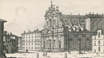 Igreja de Santo Inácio de Loyola no Campus Martius Martius, Roma, gravada por Giovanni Battista Falda (1640 ou 1643-1678), Itália de Giovanni Battista Falda