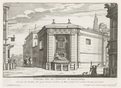 Dianafontein van de Quattro Fontane te Roma Fonte do Sr. Principe di Pallestrina (título no objeto) Fontes de Roma (título da série) Fonteinen van Rome (título da série) de Giovanni Battista Falda
