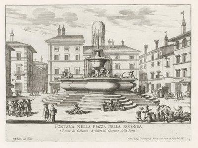 Fonte do Panteão op Piazza della Rotonda te Roma Fonte na Piazza della Rotonda (título no objeto) Fontes de Roma (título da série) Fonteinen van Rome (título da série) de Giovanni Battista Falda