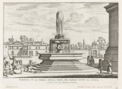 Fontein op Piazza del Popolo te Rome
Fonte na Piazza della Porta del Popolo sob a espada (título sobre o objecto)
Fontes de Roma (título da série)
Fonteinen van Rome (título da série) de Giovanni Battista Falda