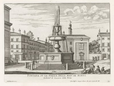 Fontein op Piazza della Madonna dei Monti te Roma Fonte na Piazza della Mad.a de Monti (título no objeto) Fontes de Roma (título da série) Fonteinen van Rome (título da série) de Giovanni Battista Falda