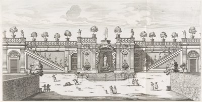 Fonte de Vênus nos jardins da Villa Doria Pamphilj em Roma Fons Veneris (título no objeto) Le fontane ne palazzi e ne giardini di Roma (título da série) Fontes nos Palácios e Jardins de Roma (título da série) de Giovanni Battista Falda