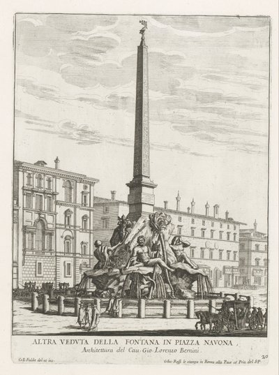 Fonte de quatro caudais na Piazza Navona em Roma
Fontana na Piazza Navona (título sobre o objecto)
Fontane di Roma (título da série)
Fontes de Roma (título da série) de Giovanni Battista Falda