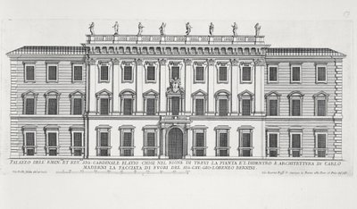 Vista da fachada do Palazzo Chigi, Roma, projetada por Matteo di Castello, Carlo Maderno (1556-1629) e Giovanni Bernini (1598-1680) de Giovanni Battista Falda