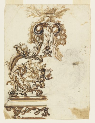 Desenho para um ornamento em bronze dourado de Giovanni Battista Foggini