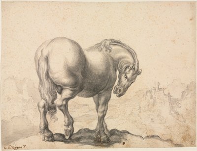 Estudo de um garanhão, primeiro terceiro século XVIII. de Giovanni Battista Foggini
