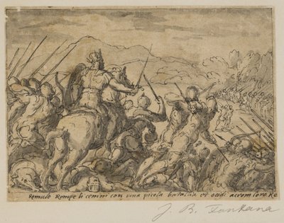 Acron atacando Romulus de Giovanni Battista Fontana